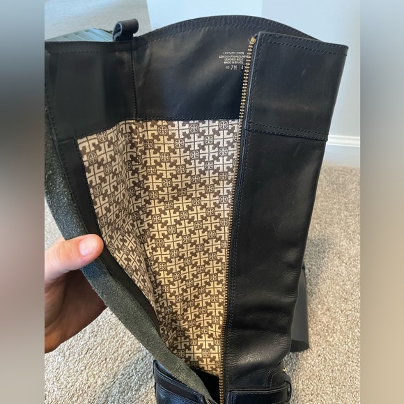 Tory Burch Blair Black Leather Knee-High Boots - Picture 10 of 10